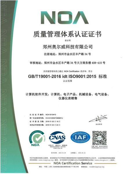 Quality Management System Certificate